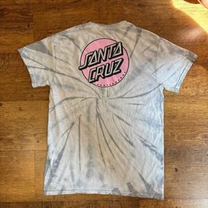 Santa Cruz tie dye skater t-shirt, with pink logo